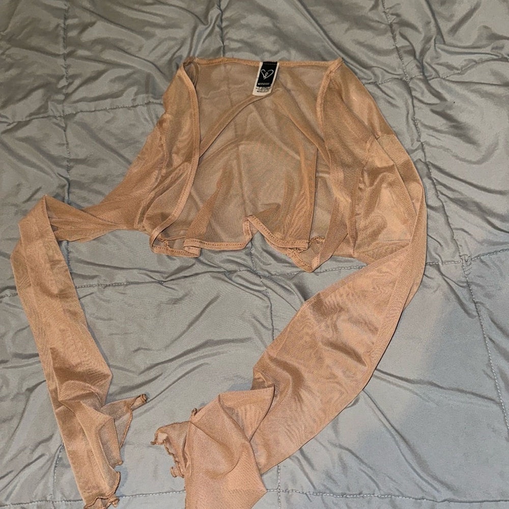 Tan and cream sheer cover up